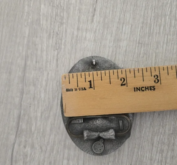 J&H Vintage 1989 Alaska Silver Tone Eagle Fish Mountain Oval Belt Buckle - Picture 4 of 4